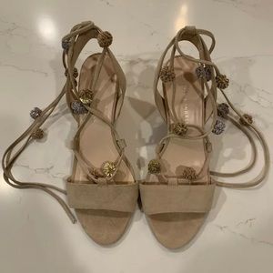 Loeffler Randall Bea Pom Pom block heels nude
